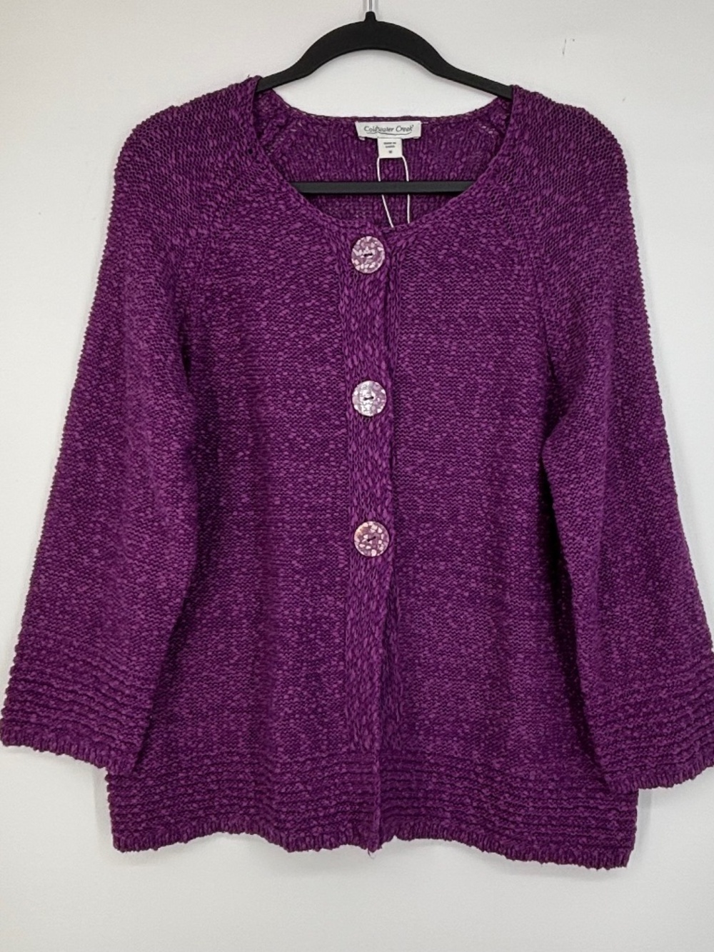 Coldwater Creek Womens Medium Button Front Cardigan Sweater 100% Cotton Purple